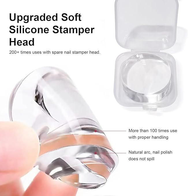 Nail Art Stamper Clear Silicone Nails Stamping Jelly with Scraper Transparent Visible Body DIY Manicure Nail Art Tool B