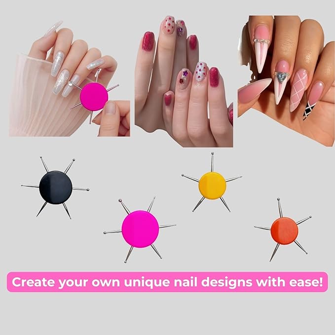 4Pcs Nail Dotting Tool 6 In 1 Circular, 12 Sizes Nail Design Dotting Pen, Multipurpose Manicure Pen for Pattern Tracing Stylus Dot Embossing, Professional Nail Salon or Home Use