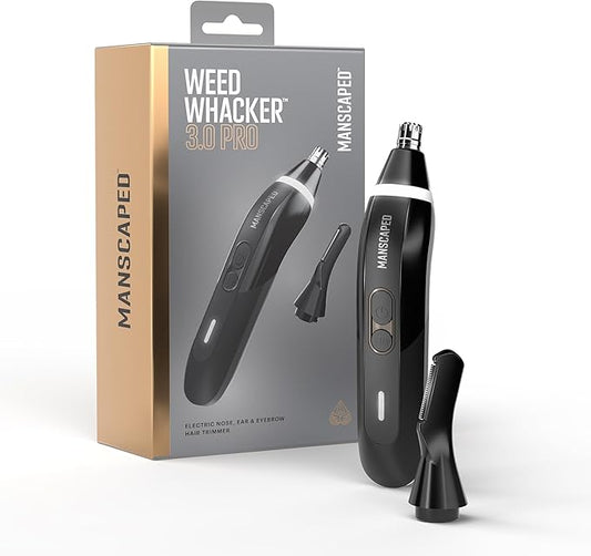 MANSCAPED® Weed Whacker® 3.0 PRO - Men's Electric Nose, Ear & Eyebrow Hair Trimmer – SkinSafe® Dual-Head System, LED Spotlight, Waterproof, Rechargeable, Travel Lock, Eyebrow Comb Attachment