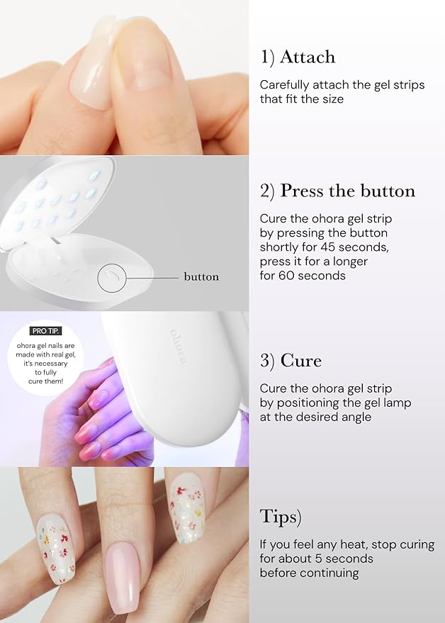 ohora Pro Portable Gel Lamp (Black) - 11W Max, Timer (60s), Portable Lamp for Curing Gel Nail Art, Polish, Stickers and Strips