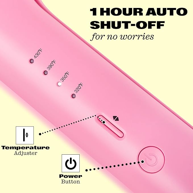Trademark Beauty Hair Waver - Double Barrel Hair Crimper, Beach Waves Curling Iron, Babe Waves X, Adjustable Temperature Hair Curler, Hair Styling Tools, 1.25" - Pink
