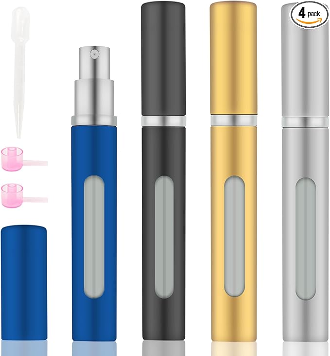 4pcs Mini Perfume Travel Bottle, Perfume Atomiser Refillable, 5ML Spray Bottles, Portable for Travel Holiday, Outdoor Activities and Business(Style 3)