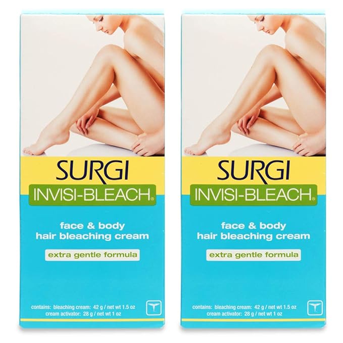 Surgi Invisi-Bleach Face & Body Hair Bleaching Cream 1.5 oz ( Pack of 2)