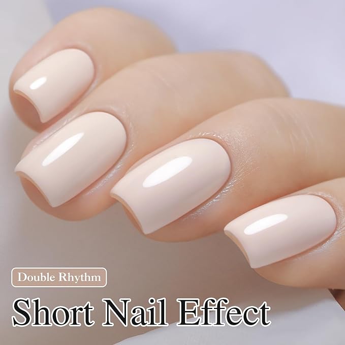 Double Rhythm 15ML Gel Polish Pure Sheer Same Color Same Bottle Soak Off Gel Polish Art Manicure Salon DIY at Home for Women (Pink White-A1479)