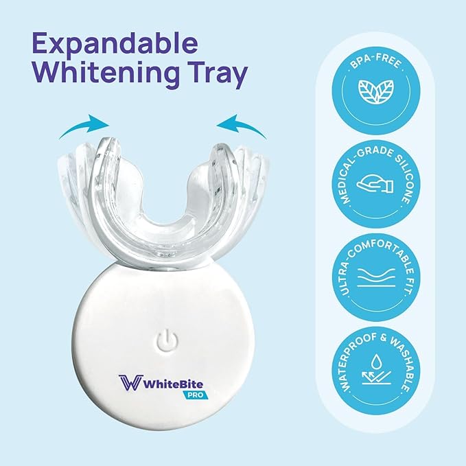 Whitebite Pro Teeth Whitening Kit for Sensitive Teeth – Dual LED Light + 35% Carbamide Peroxide Gel + Remineralizing Gel | Dental-Grade Whitening at Home