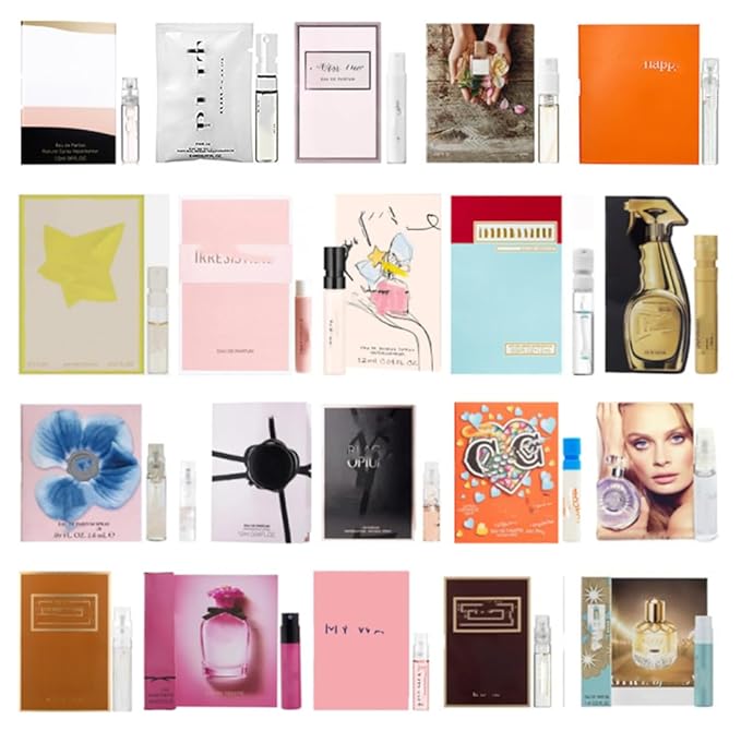 12 Designer Perfume Vials for Women Fragrance Sampler with Organza Bag