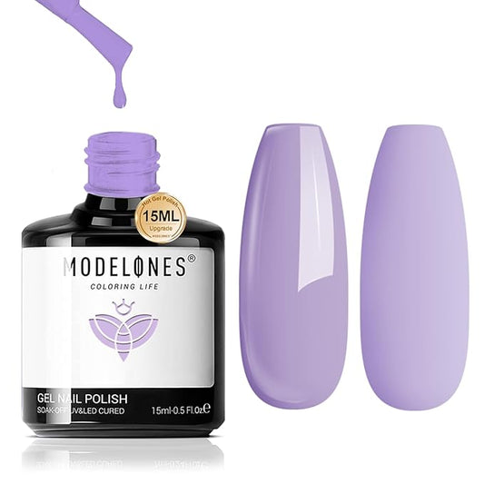 modelones Purple Gel Nail Polish, 15 ML Pastel Gel Polish Lilac Purple Nail Polish Soak Off Led Summer Nail Gel Polish for Women Girl DIY Nail Art Gift