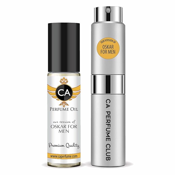 CA Perfume Duo Impression of Oskar For Men Perfume Layering Set Mens Cologne Long Lasting Travel Size EDP + Body Oil Roll-On Bottle 0.27 Fl Oz+0.33 Fl Oz