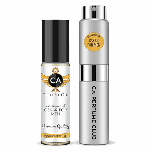 CA Perfume Duo Impression of Oskar For Men Perfume Layering Set Mens Cologne Long Lasting Travel Size EDP + Body Oil Roll-On Bottle 0.27 Fl Oz+0.33 Fl Oz