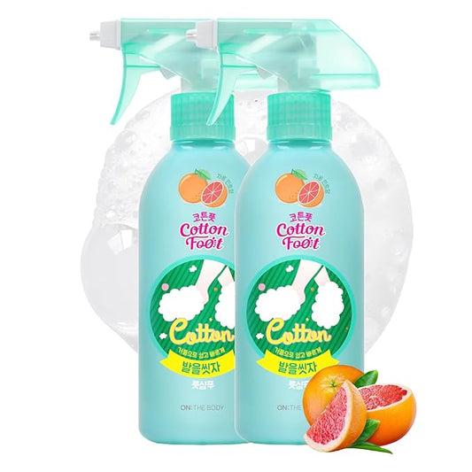 Cotton Foot Shampoo Soap (Grapefruit, 13fl oz*2, Pack of 2) - Refreshing Cleanse Spray, Deodorizing Foor Care. Foaming Wash, Easy to Use