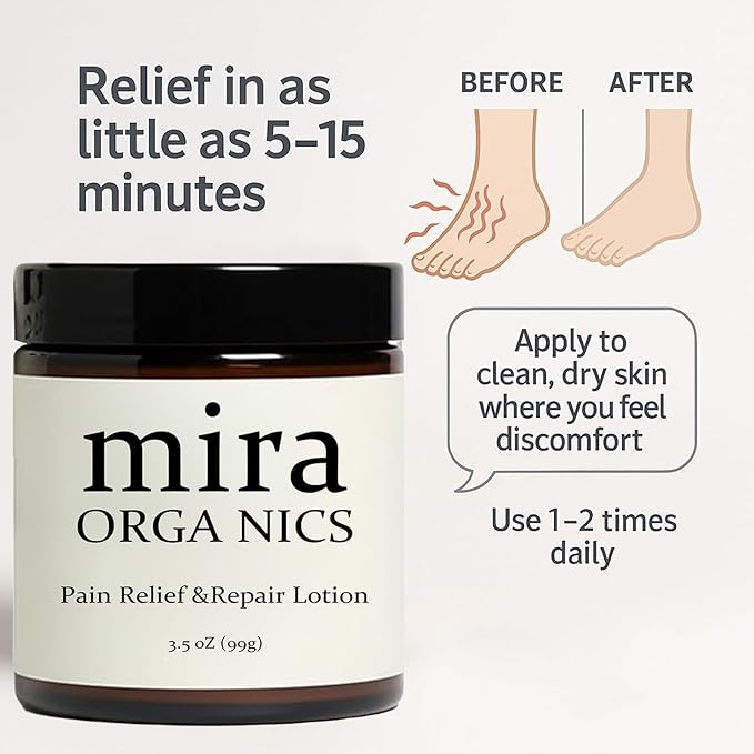 Mira Pain Relief Lotion, Professional Skin Treatment Cream, Mira Organics Cream, Joint Relief, Moisturizating Skin, Fast Absorbing, Natural Formula Suitable for All Skin Types (2 Bottle)