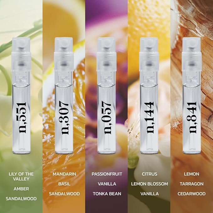 Noteworthy Fragrance Sampler Set | Luxury Perfume Samples | Includes Credit Toward 100ml Purchase | Notes of Vanilla, Sandalwood, Citrus & More | Cruelty-Free, Made in USA (Signature - 15 Samples)