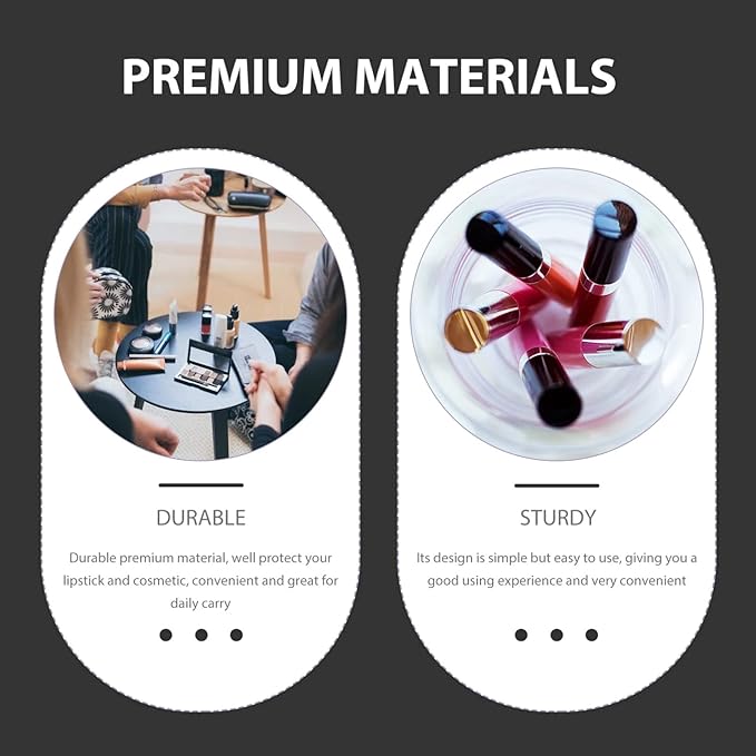 Purse Holder PU Leather Lipstick Case with Mirror Lipstick Holder Portable Lip-Balm Organizer Travel Cosmetic Containers for Lip-Balm Gloss Black Small Stand