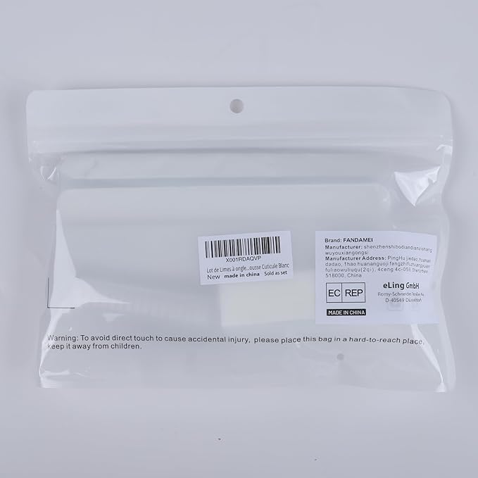 FANDAMEI Manicure Kit, Nail Files 100/180, Cuticle Nippers, Nail Buffer Block, Cuticle Pusher, Cuticle Peeler, Ingrown Toenail Tool, Toenail File, Nail Care Kit, Nail Tools for Manicure, White