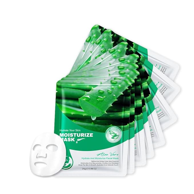 8 Pack Aloe Face Sheet Mask Skincare,Hydrating Face Mask For Sensitive Skin,Moisturize,Soothing,Nourish for All Skin Types,Natural Spa Party Facial Mask Skincare Set for Women Men Girls