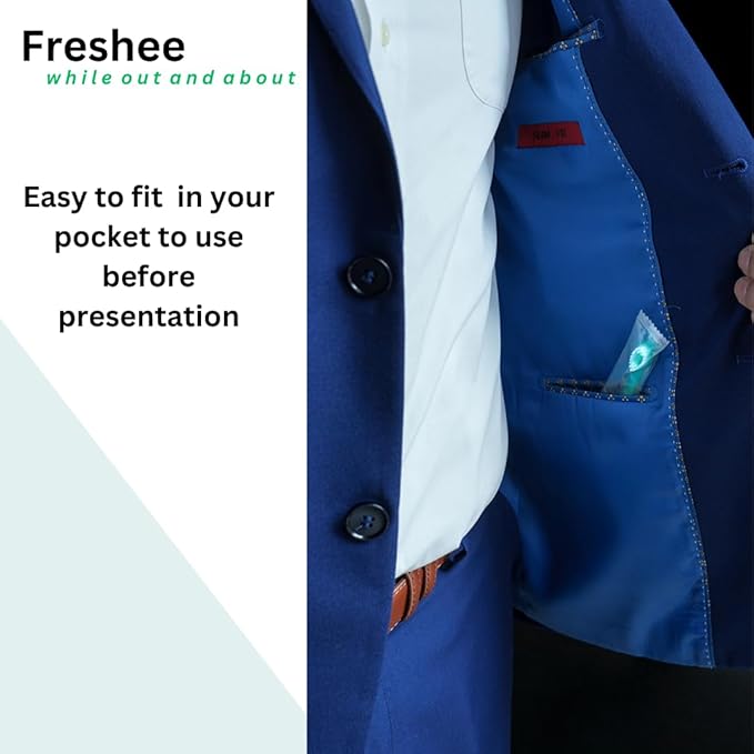 Freshee Bead -5 in 1 Disposable Mini Toothbrush with Toothpaste Bead + Floss + Pick + Tongue Scraper | Travel Size | Individually Wrapped | Soft | Extra Mint | Travel Set | Oral Care