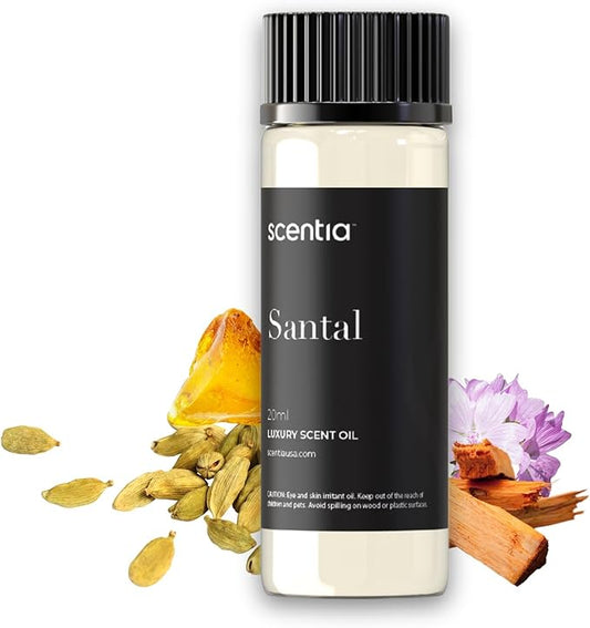 Santal Diffuser Oil – Premium 20ml Santal-Inspired Blend – Sandalwood, Amber, Musk, Cedar, Cardamom – Luxury Fragrance Oil for Ultrasonic & Waterless Diffusers – Made in USA, Thanksgiving Gift
