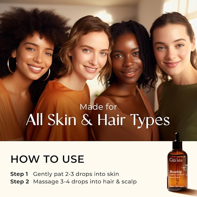 Gya Labs Rosehip Carrier Oil - 1 Fl Oz - for Hair, Skin, Face, Scalp & Body Massage