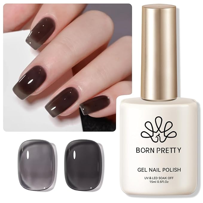 Born Pretty Jelly Black Gel Nail Polish Translucent Halloween Spider Nail Gel Soak Off Hema-Free Gel Polish U V Light Cure for Nail Art DIY 15ML
