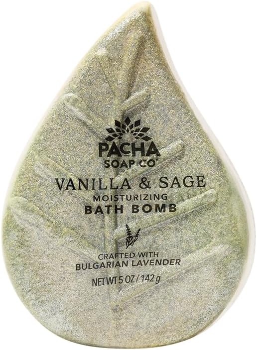 Pacha Soap Co. Bath Bombs - Vanilla & Sage Scent, Handcrafted, Nourishing & Moisturizing Fizzing Bath Frothers with Clean Ingredients, Non-Toxic, Dye and SLS-Free, Made in The USA, 3-Pack, 5 oz Each
