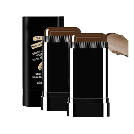 2-in-1 Hair Color Stick & Comb, Long-Lasting Waterproof Color,Sweat-Proof, Quick Root Touch-Up, Coloring Tool – For Women & Men (2-Pack-BROWNISH BLACK)