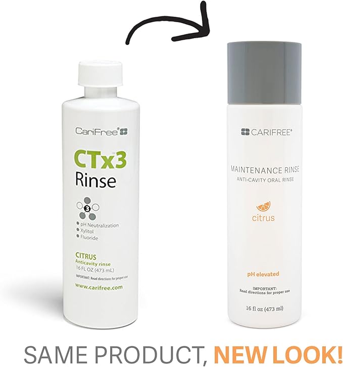 CariFree Maintenance Rinse, Citrus Flavored, Anti-Cavity Fluoride Mouthwash, Dentist Recommended, Prevents Oral Decay, Freshens Breath, Alcohol-Free, Neutralizes pH, 16 Fl Oz (Pack of 2)