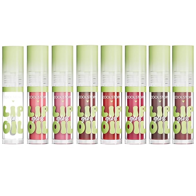 8 Pack Hydrating Glow Lip Oil Makeup Set for Women, Moisturizing Lip Gloss with Glow Finish, Long Lasting Nourishing Lip Care Fat Oil Lip Drip, Sweet Candy Scent (8 COLORS)