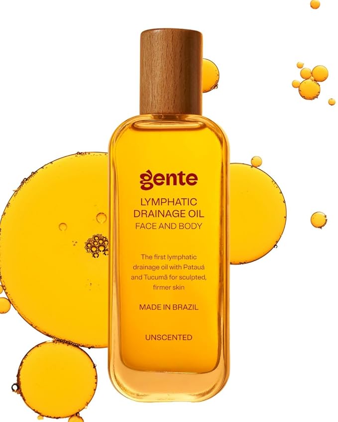 Gente Beauty Lymphatic Drainage Oil, Scented, Body Sculpting Formula, 50ml/100ml, Brazilian Oils Blend with Pataua, Coffea Arabica, Mulateiro Extract (100ml, Unscented)