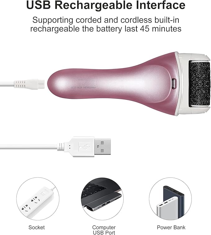 Electric Foot Callus Removers Rechargeable, Portable Electronic Foot File Pedicure Tools, Electric Callus Remover Foot Scrubber Kit, Professional Foot Care Ideal Gift for Dead, Hard Cracked Dry Skin
