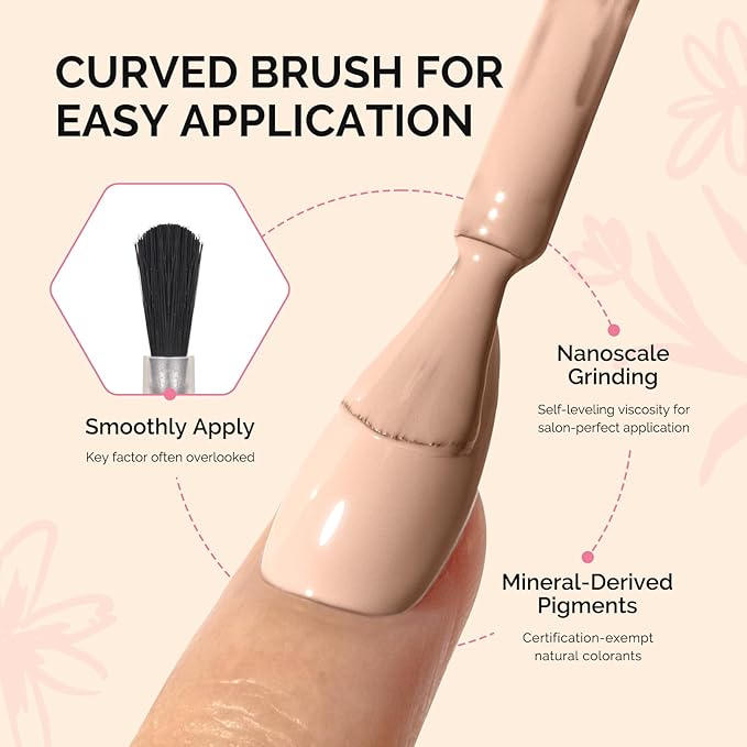 MelodySusie Fleurwee Plant Based Gel Nail Polish, Nail Polish Hema Free 21 Non Toxic Long Lasting No Chip Finger Toe Nail Art Manicure Salon DIY at Home Gifts for Women Organic Wheat Nude P58