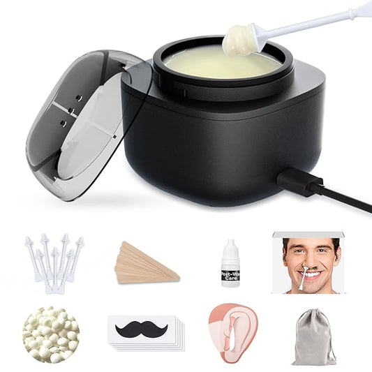 SUERBEATY Nose Wax Kit Men, Nose and Ear Hair Waxing Kit | 40 Sticks, 100g Wax, Up to 20 Uses | Smart Temp Control | USB Fast Heating | Safe for Sensitive Nasal Skin, Painless