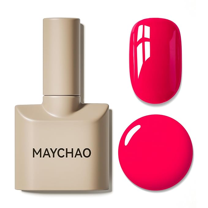 MAYCHAO 15ML Neon Rose Gel Nail Polish 1Pc Bright Rose Pink Gel Polish Soak Off UV LED Nail Polish Nail Art Starter Manicure Salon DIY at Home, 0.5 OZ