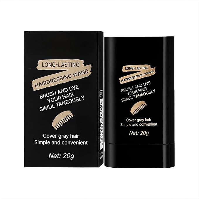 2-in-1 Hair Color Stick & Comb, Long-Lasting Waterproof Color,Sweat-Proof, Quick Root Touch-Up, Coloring Tool – For Women & Men (2-Pack-BLACK)