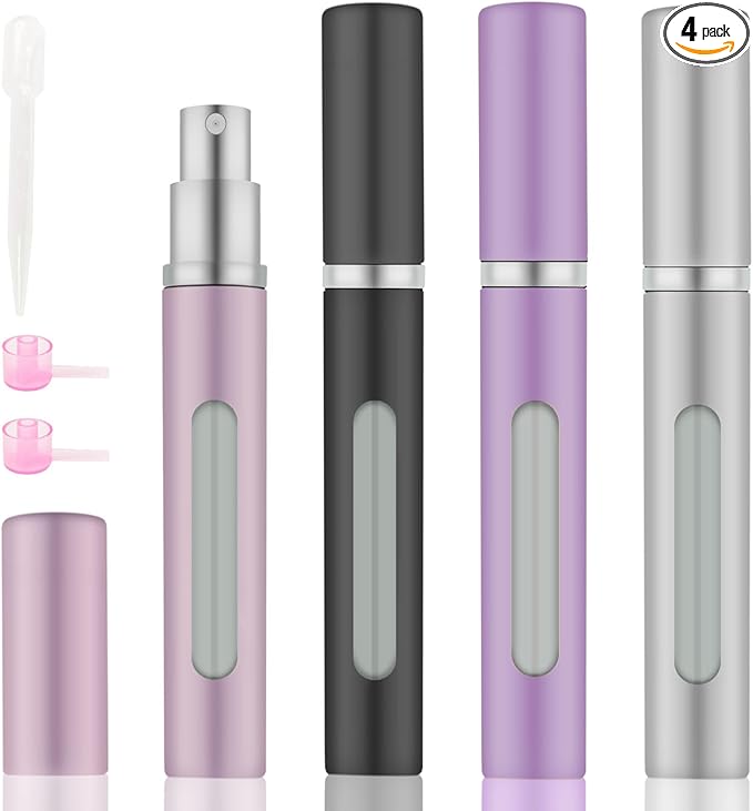 4pcs Mini Perfume Travel Bottle, Perfume Atomiser Refillable, 5ML Spray Bottles, Portable for Travel Holiday, Outdoor Activities and Business(Style 2)