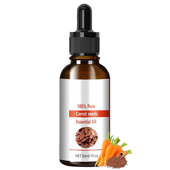 Carrot Seed Oil, Organic Carrot Seed Oil for Face Anti Aging, Firming Skin, Carrot Oil for Skin Hair Nails Moisturizer, 100% Natural Cold Pressed Unrefined Carrot Seed Essential Oil, 30ml