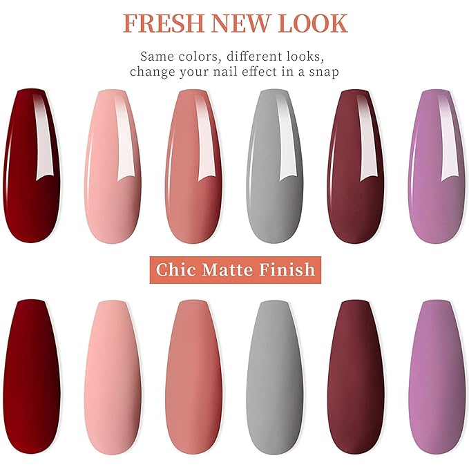 MAYCHAO Matte Gel Top Coat, 15ML Gel No Wipe Matte Top Coat Soak Off Nail Lamp Gel Nail Polish Matte Finish Long Lasting for Home Nail DIY Manicure