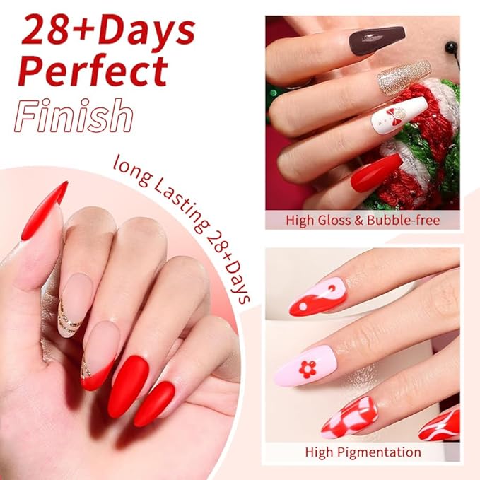 JR 9pcs 15ml Deep Red Burgundy Christmas Gel Polish Set Crimson Soak Off Polish Dark Cherry Gel Polish For Nail Salon Gift Red