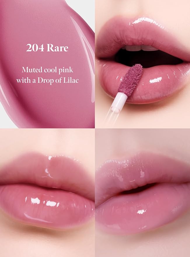 Dew Drop Tint #204 Rare 4.5g, Glossy, Lightweight Lip Stain, Glass-Like, High Shine, Moisturizing Lip Oil, Long Lasting Color, Hydrating Gloss, Dewy Finish, Korean Beauty Makeup