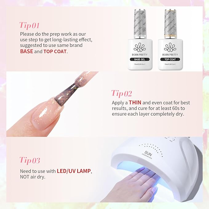 BORN PRETTY Jelly Glitter Gel Nail Polish Shimmer Nude Gel Polish Translucent Sheer Milky Gel Polish Nail Art Manicure Salon DIY at Home