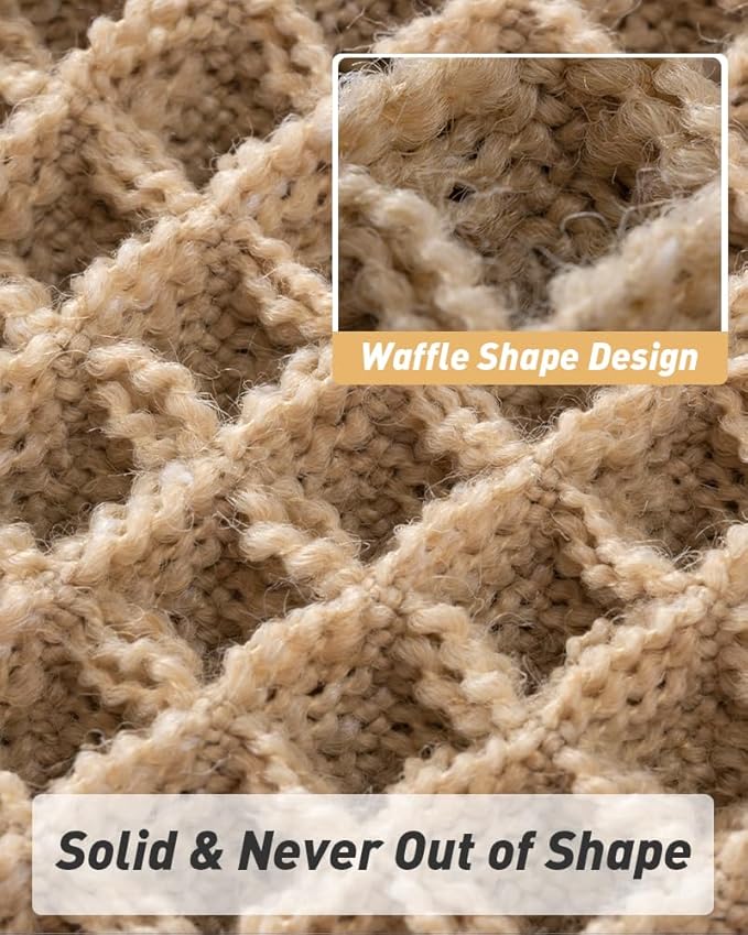 Upgraded Waffle Bath Mat Set of 2, Super Absorbent Non Slip Bath Mats for Bathroom Floor, Machine Washable Boho Bathroom Rugs Set 2 Piece with Tassels, Soft Bathroom Mat Set, 17" x 24" Plus 17" x 48"