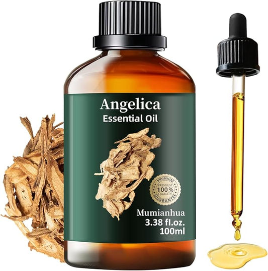 Angelica Root Essential Oil Pure Mumianhua Natural Angelica Oil for Diffuser, Aromatherapy, Skin, Hair, Massage & Candle Making 3.38 Fl Oz