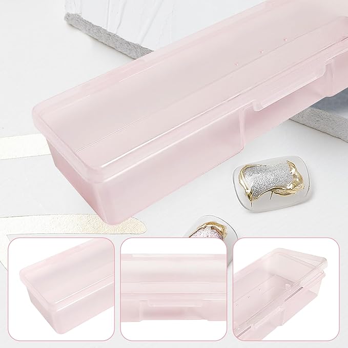 Plastic Storage Personal Box for Nail, 4PCS Nail Implement Manicure Tool Organizer Case Box for Nail Art Pedicure Supply (Pink)