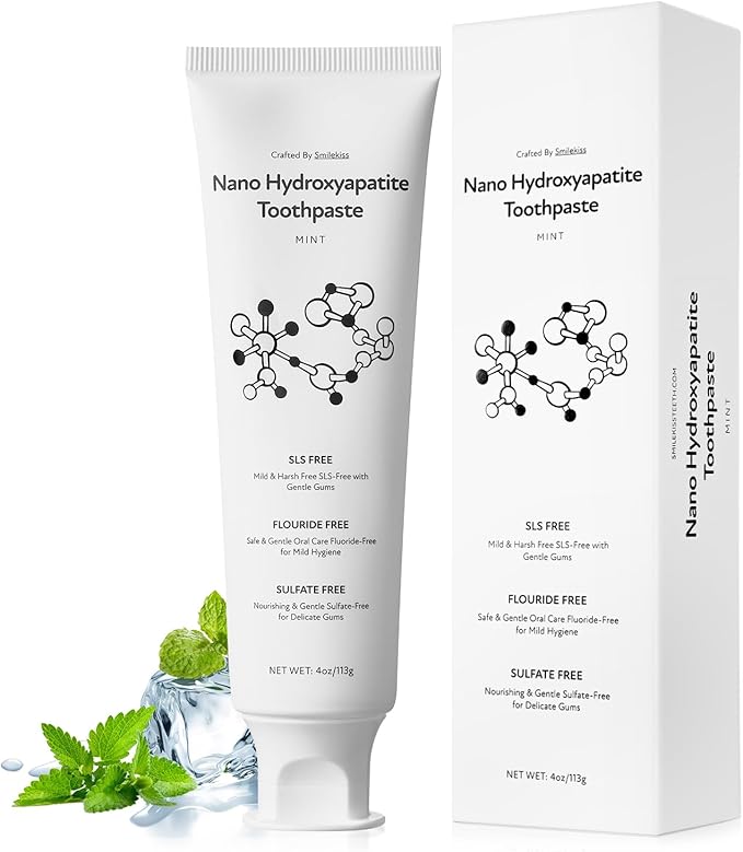 Fluoride Free Toothpaste with Nano Hydroxyapatite – Dentist Recommended for Remineralizing & Sensitive Teeth Relief – Mild Mint Natural Toothpaste for Adults & Kids, 4oz