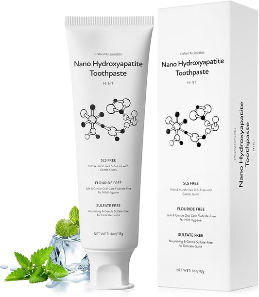 Fluoride Free Toothpaste with Nano Hydroxyapatite – Dentist Recommended for Remineralizing & Sensitive Teeth Relief – Mild Mint Natural Toothpaste for Adults & Kids, 4oz