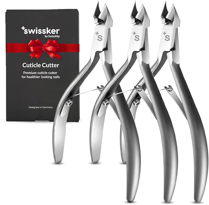 Swissker by Swissklip Cuticle Trimmer I Best Cuticle Remover I Cuticle Nippers, Cutter, Scissors I Nail Nipper used along with Cuticle Pusher Tool, Cuticle Clippers, Nail Cuticle Trimmer (Pack of 3)