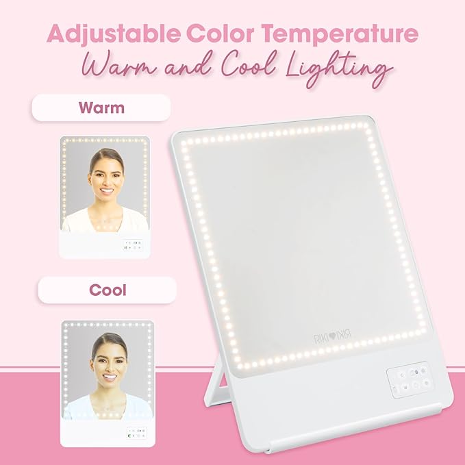 Riki Skinny Duo Lighted Mirror - Travel Makeup Mirror with Lights and 5X Magnification | Portable Mirror with Lights for Beauty On-The-Go