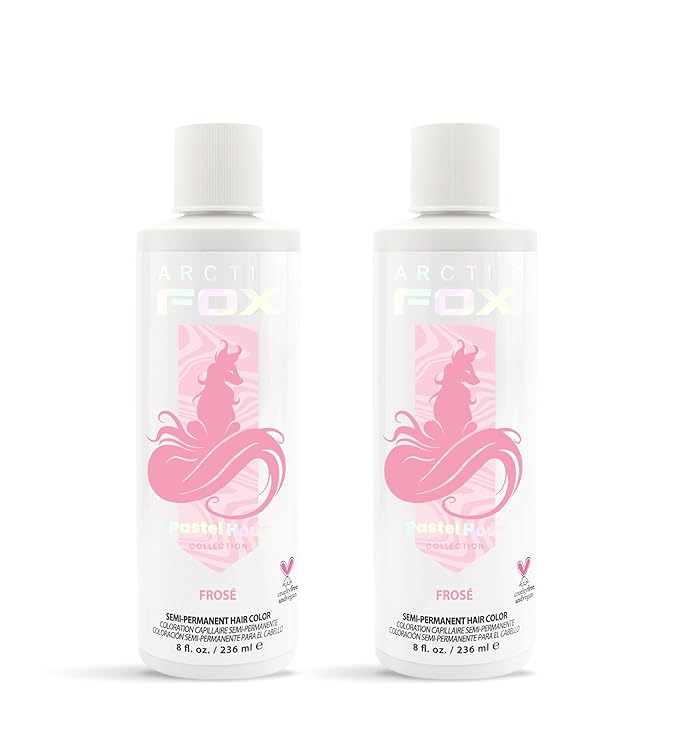 Arctic Fox Semi-Permanent Hair Dye, Vegan & Cruelty-Free, Pastel Pink Frosé, Conditioning, Ammonia-Free, Peroxide-Free, Long Lasting Color, For All Hair Types, 8 Fl Oz (Pack of 2)
