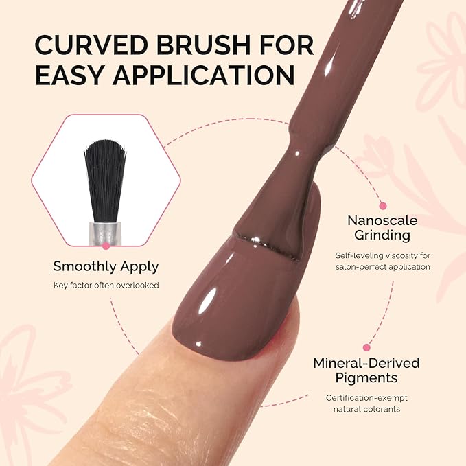 MelodySusie Fleurwee Plant Based Gel Nail Polish, Hema Free Pink Brown Nail Polish, Soak Off UV LED Gel Polish Gift for Women 21 Non Toxic Long Lasting Nail Art Manicure Salon DIY at Home B1202