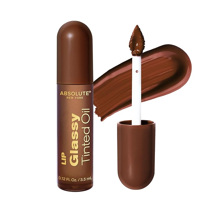 Absolute New York Dewy Water Lip and Cheek Tint, Glassy Tinted Lip Oil, with Vitamin E, Squalane and Jojoba Seed Oil (MLTN08 Mocha Latte)