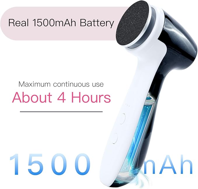 AprElm-E7 Rechargeable Electric Foot Callus Remover with 3-Sizes 120Pcs Sandpaper Discs, Professional 1000RPM 3-Speed Control Electric Foot File (Black)